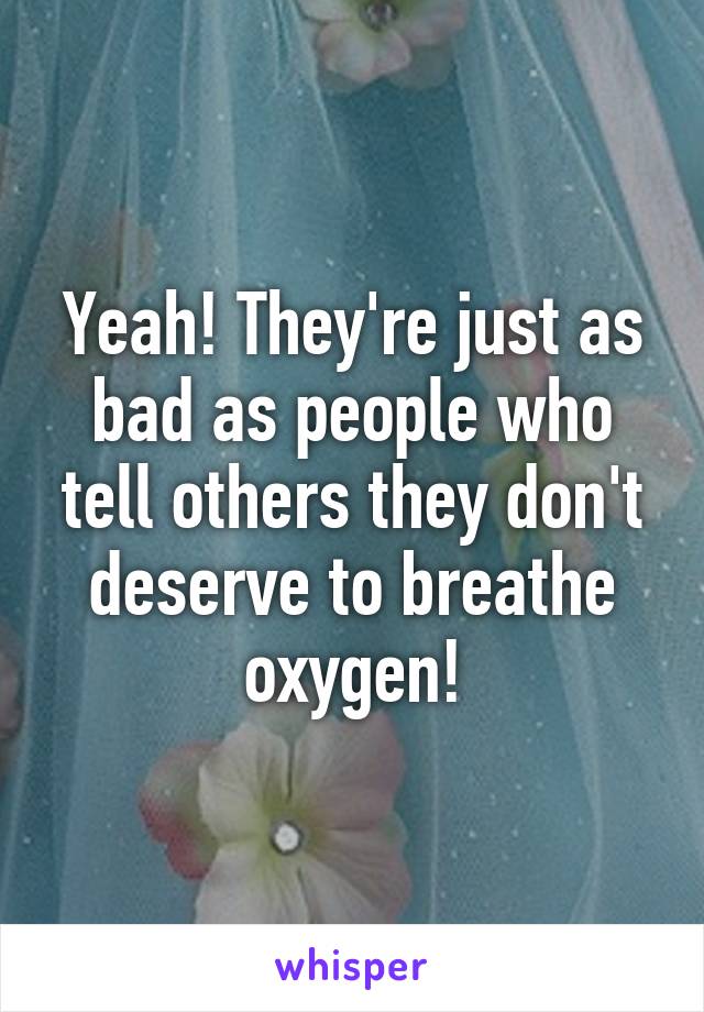 Yeah! They're just as bad as people who tell others they don't deserve to breathe oxygen!