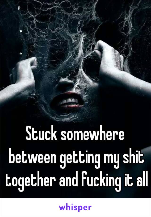 Stuck somewhere between getting my shit together and fucking it all up