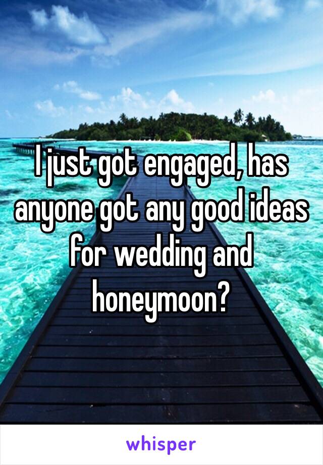 I just got engaged, has anyone got any good ideas for wedding and honeymoon?