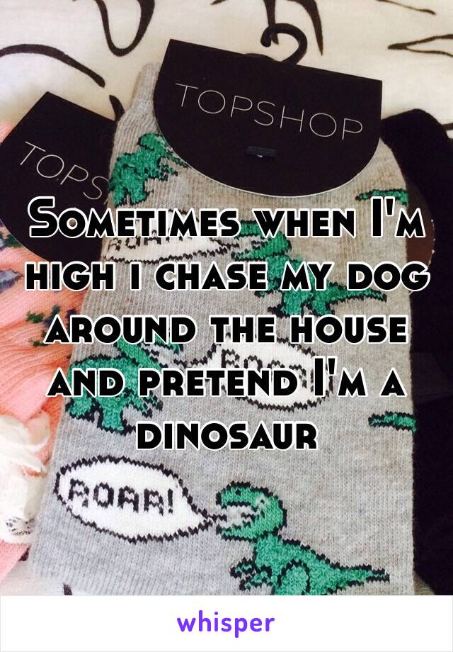 Sometimes when I'm high i chase my dog around the house and pretend I'm a dinosaur 