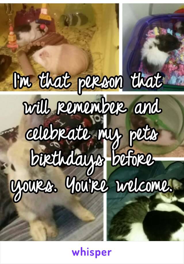 I'm that person that will remember and celebrate my pets birthdays before yours. You're welcome.