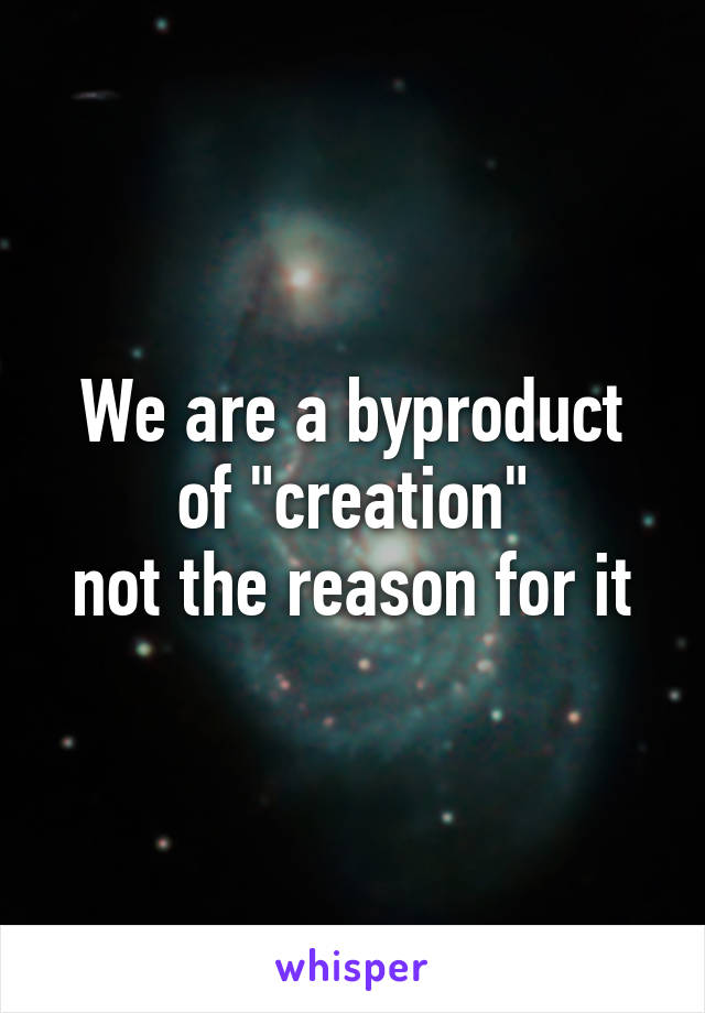 We are a byproduct of "creation"
not the reason for it