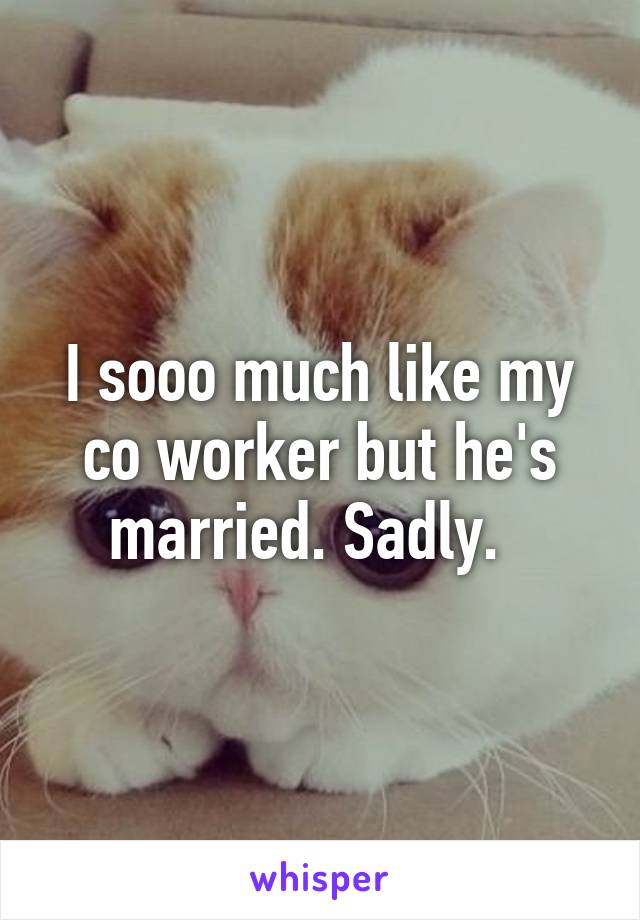 I sooo much like my co worker but he's married. Sadly.  