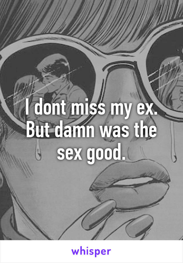 I dont miss my ex. But damn was the sex good.