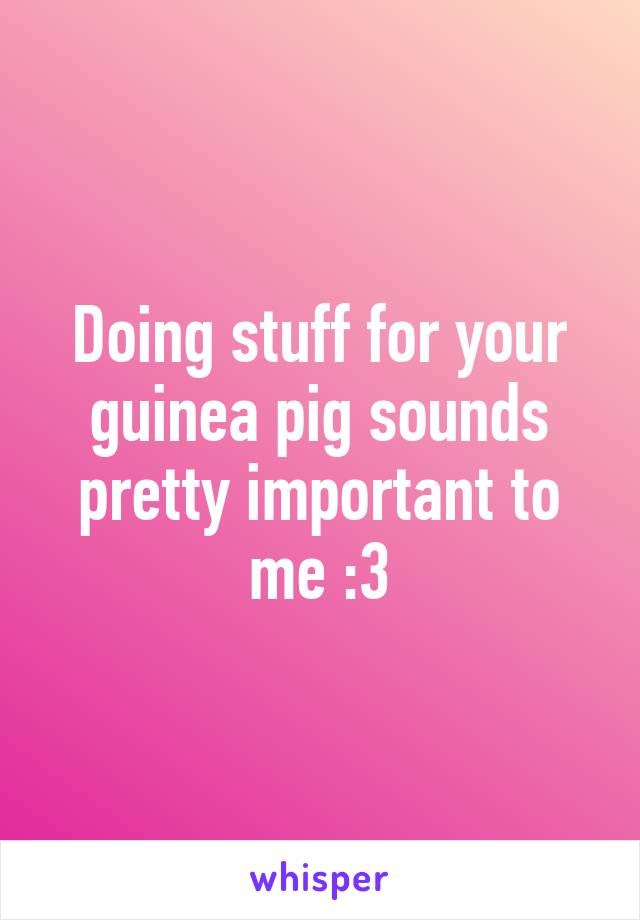 Doing stuff for your guinea pig sounds pretty important to me :3