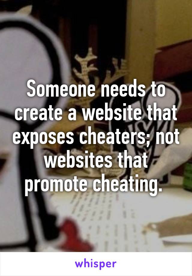 Someone needs to create a website that exposes cheaters; not websites that promote cheating. 