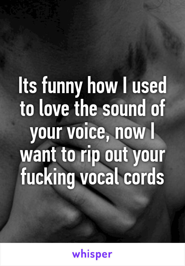 Its funny how I used to love the sound of your voice, now I want to rip out your fucking vocal cords