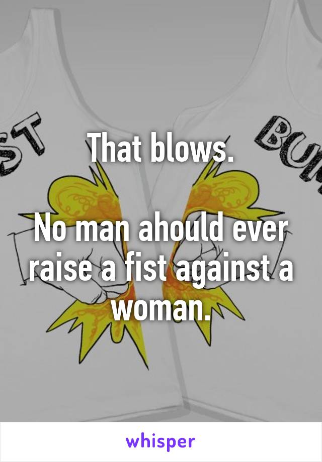 That blows.

No man ahould ever raise a fist against a woman.