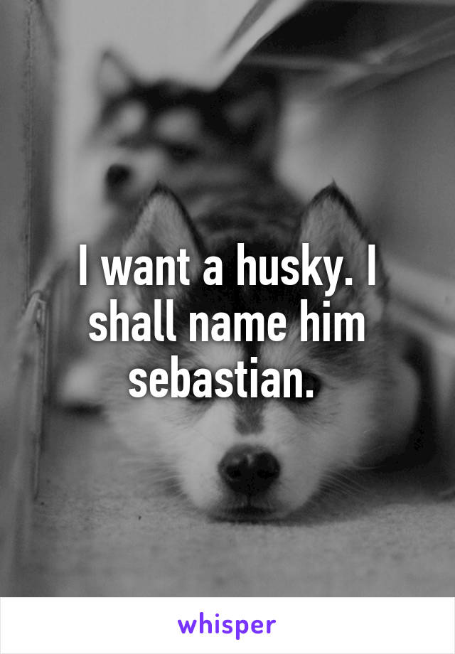 I want a husky. I shall name him sebastian. 