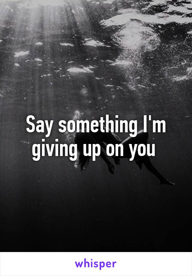 Say something I'm giving up on you 