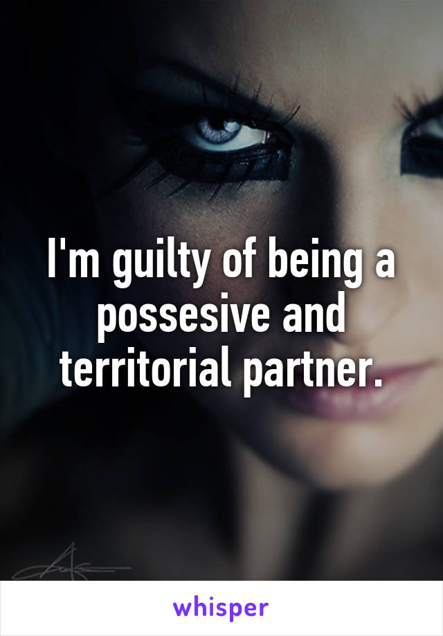 I'm guilty of being a possesive and territorial partner.