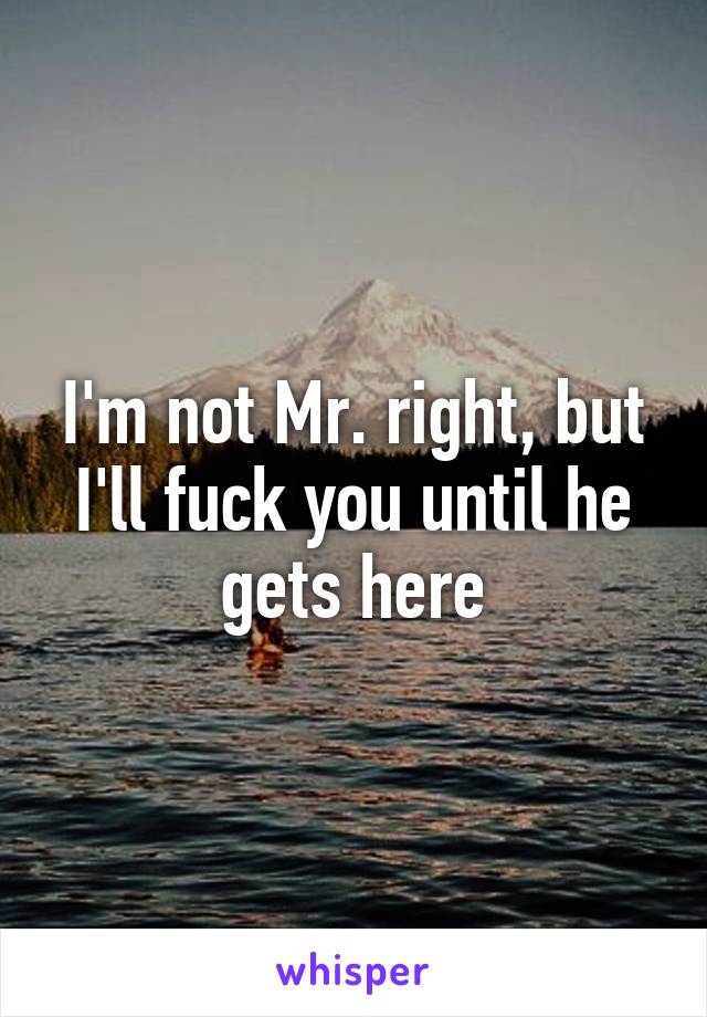 I'm not Mr. right, but I'll fuck you until he gets here