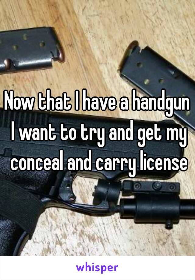 Now that I have a handgun I want to try and get my conceal and carry license