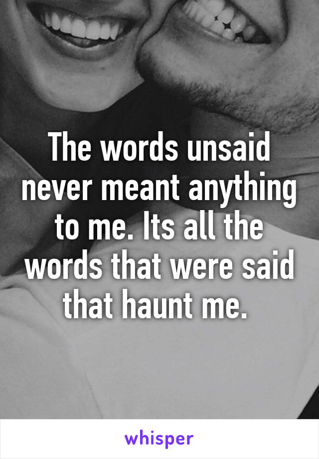 The words unsaid never meant anything to me. Its all the words that were said that haunt me. 