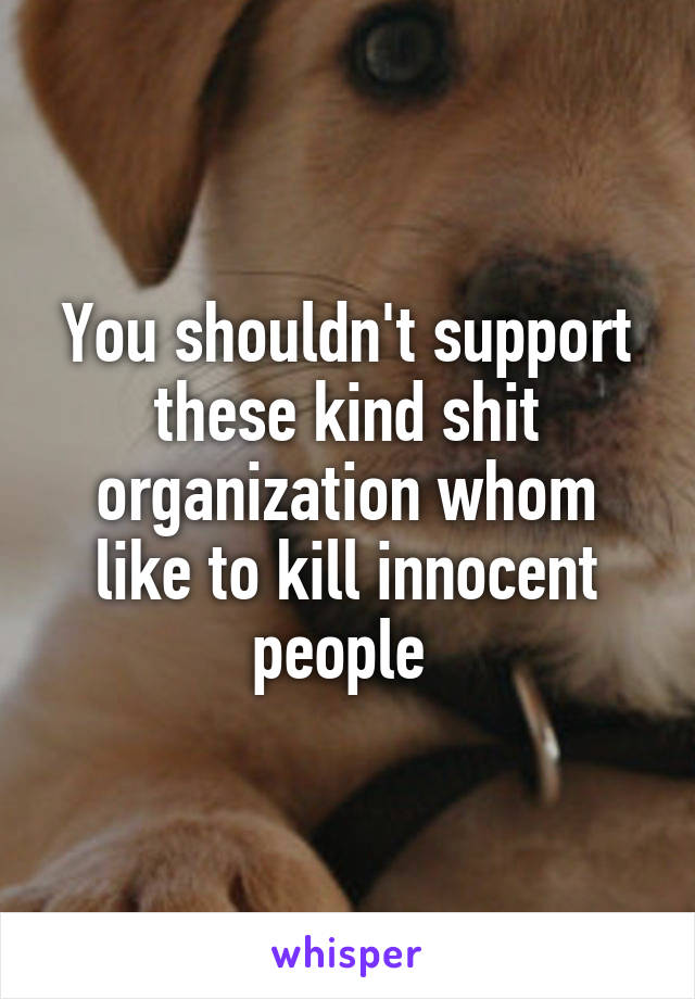 You shouldn't support these kind shit organization whom like to kill innocent people 