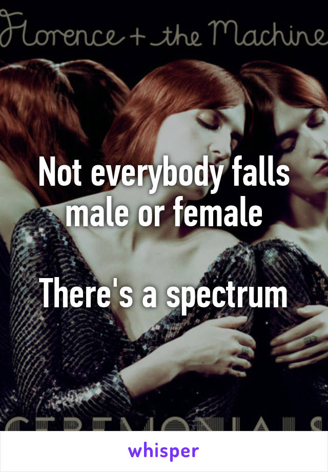 Not everybody falls male or female

There's a spectrum