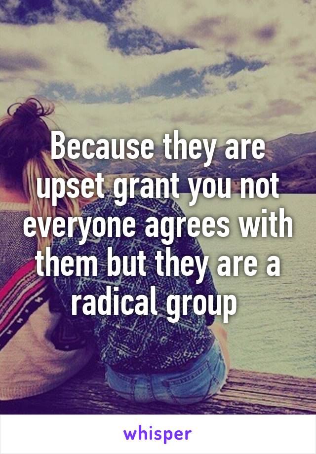 Because they are upset grant you not everyone agrees with them but they are a radical group 