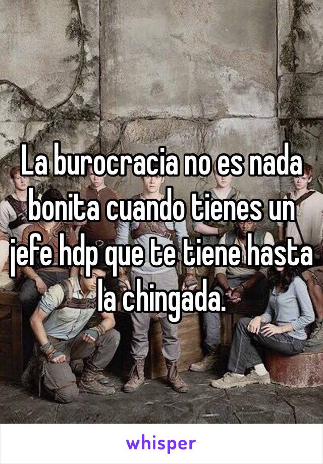 La burocracia no es nada bonita cuando tienes un jefe hdp que te tiene hasta la chingada.