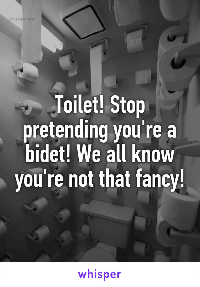 Toilet! Stop pretending you're a bidet! We all know you're not that fancy!