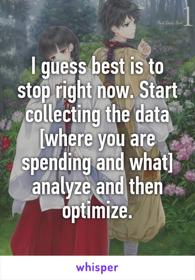 I guess best is to stop right now. Start collecting the data [where you are spending and what] analyze and then optimize.