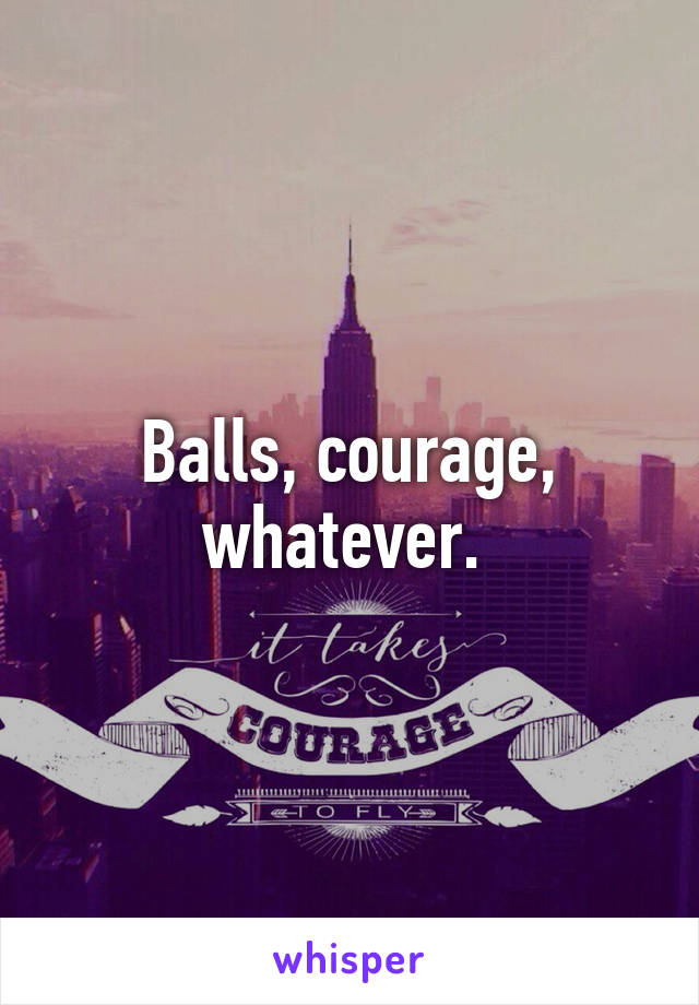 Balls, courage, whatever. 