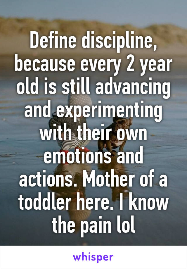 Define discipline, because every 2 year old is still advancing and experimenting with their own emotions and actions. Mother of a toddler here. I know the pain lol