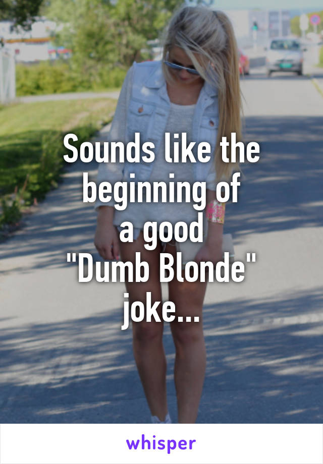 Sounds like the
beginning of
a good
"Dumb Blonde"
joke...