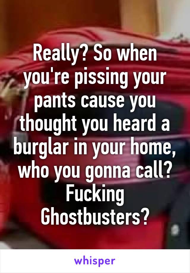 Really? So when you're pissing your pants cause you thought you heard a burglar in your home, who you gonna call? Fucking Ghostbusters?