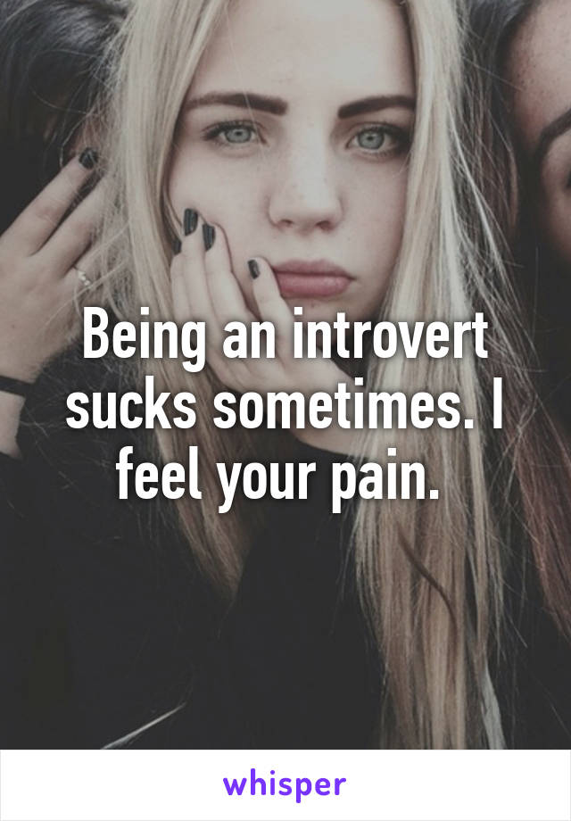 Being an introvert sucks sometimes. I feel your pain. 