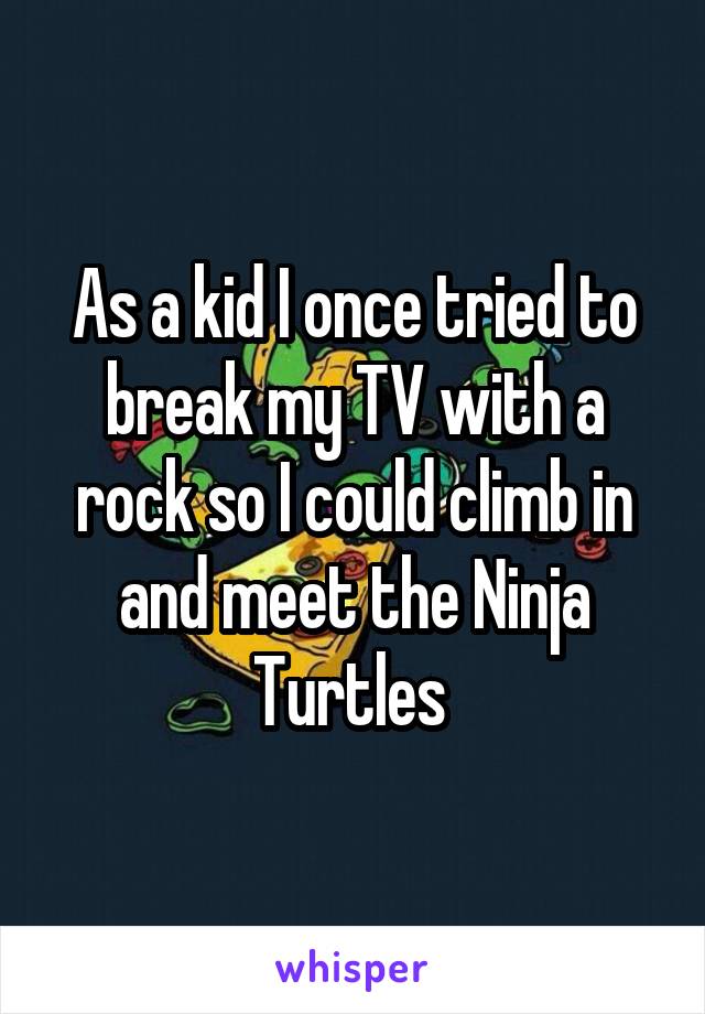As a kid I once tried to break my TV with a rock so I could climb in and meet the Ninja Turtles 