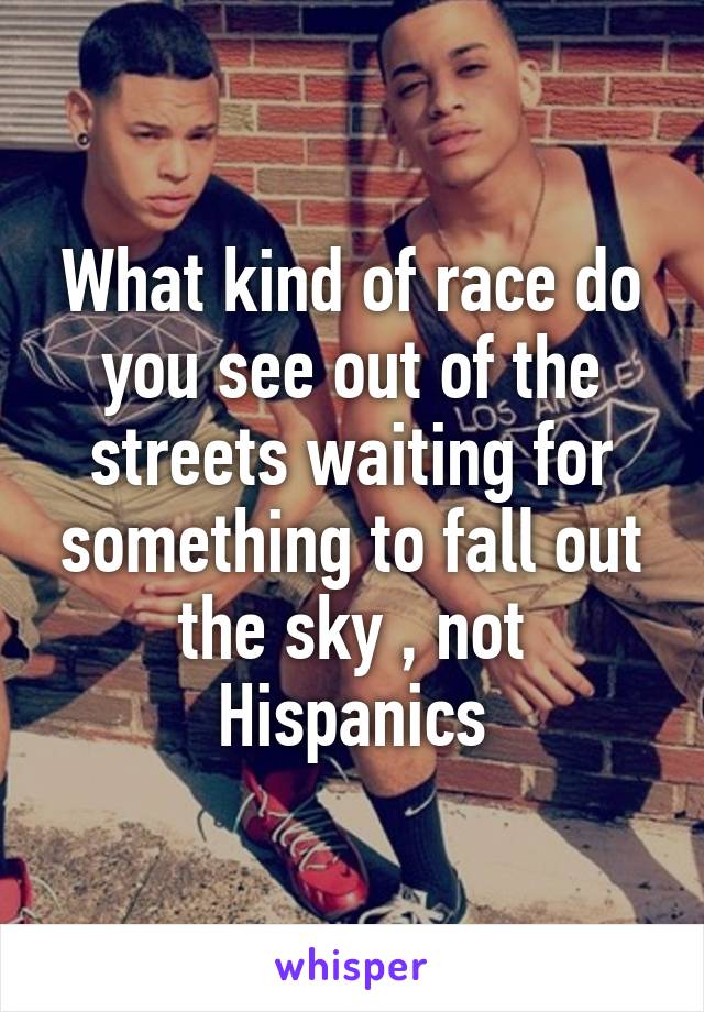 What kind of race do you see out of the streets waiting for something to fall out the sky , not Hispanics