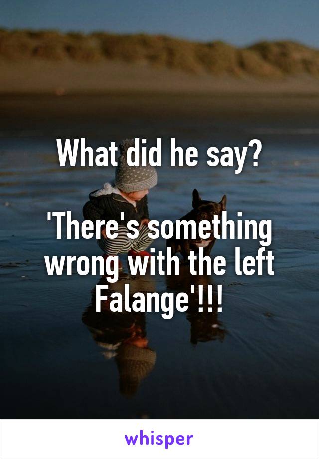 What did he say?

'There's something wrong with the left Falange'!!!