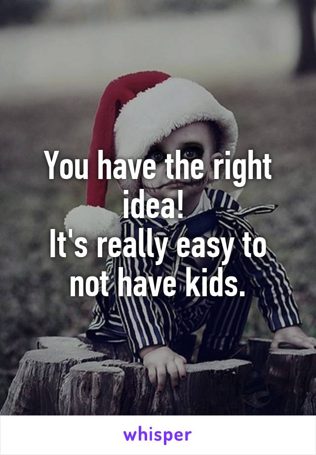 You have the right idea! 
It's really easy to not have kids.