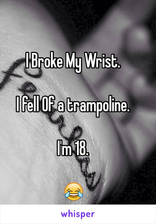 I Broke My Wrist.

I fell Of a trampoline.

I'm 18.

😂