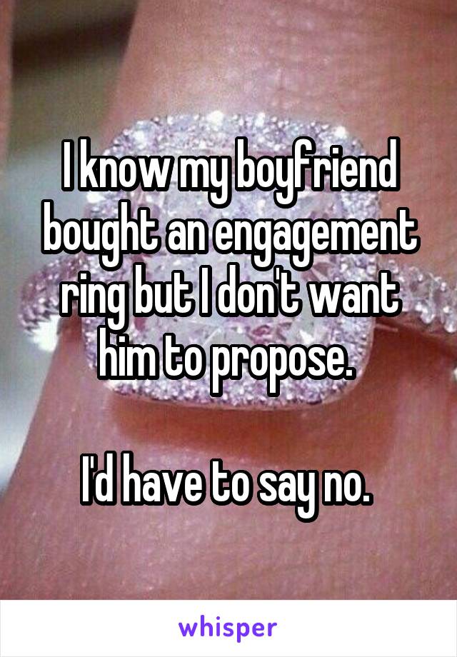 I know my boyfriend bought an engagement ring but I don't want him to propose. 

I'd have to say no. 