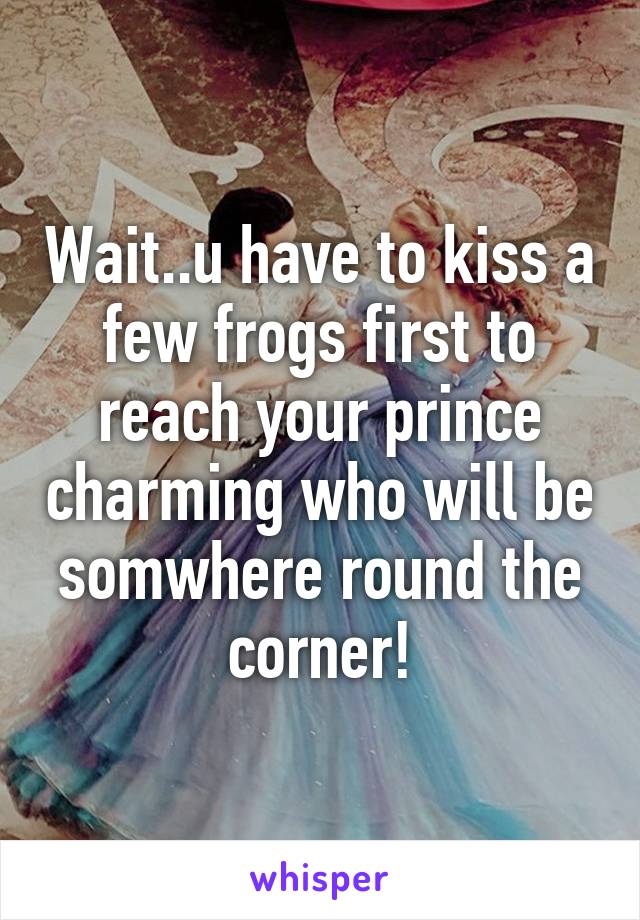 Wait..u have to kiss a few frogs first to reach your prince charming who will be somwhere round the corner!