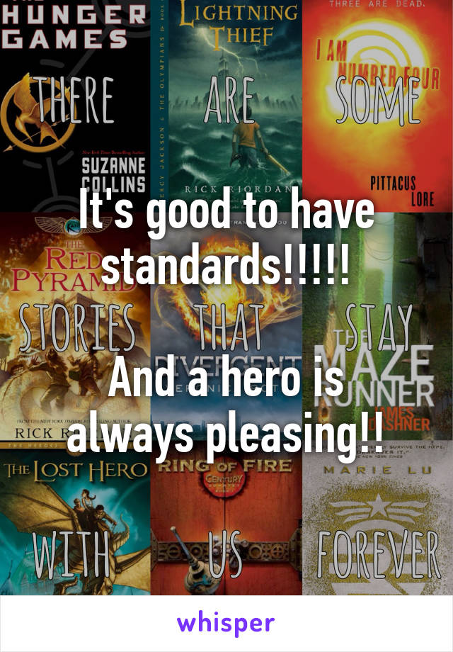 It's good to have standards!!!!!

And a hero is always pleasing!!