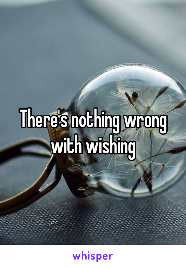 There's nothing wrong with wishing 