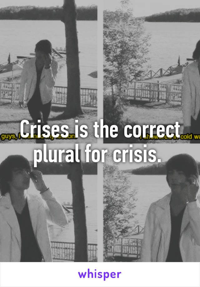 Crises is the correct plural for crisis. 