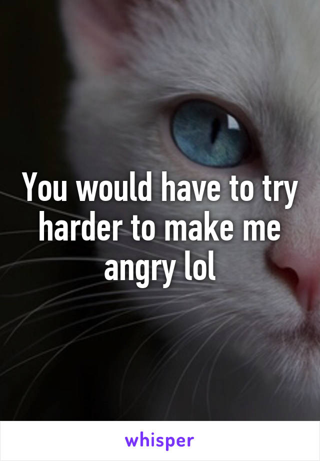 You would have to try harder to make me angry lol