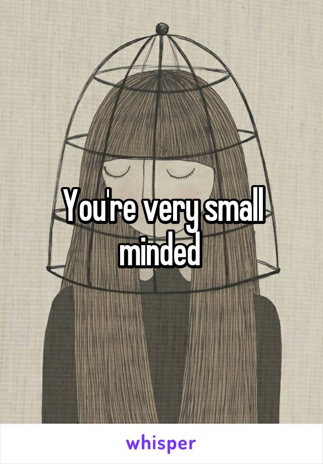 You're very small minded 