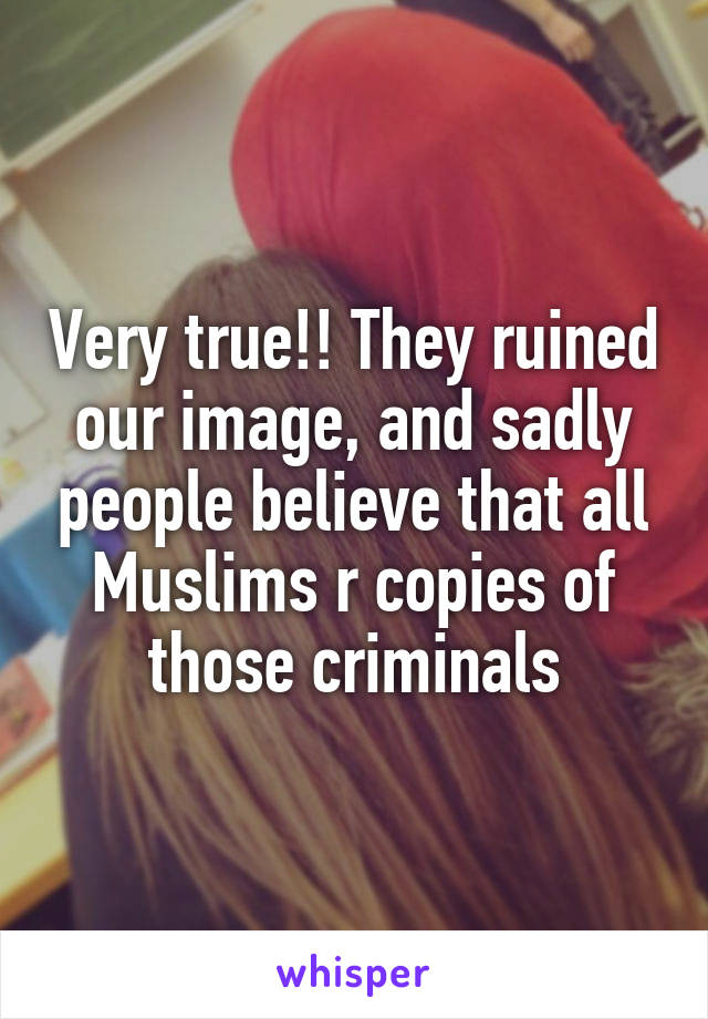 Very true!! They ruined our image, and sadly people believe that all Muslims r copies of those criminals