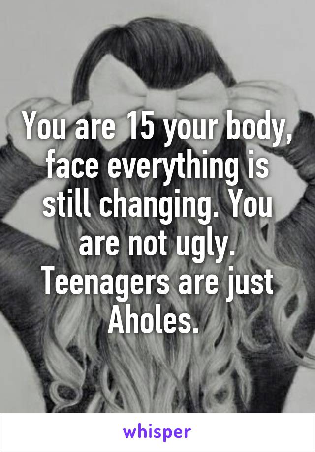 You are 15 your body, face everything is still changing. You are not ugly. Teenagers are just Aholes. 