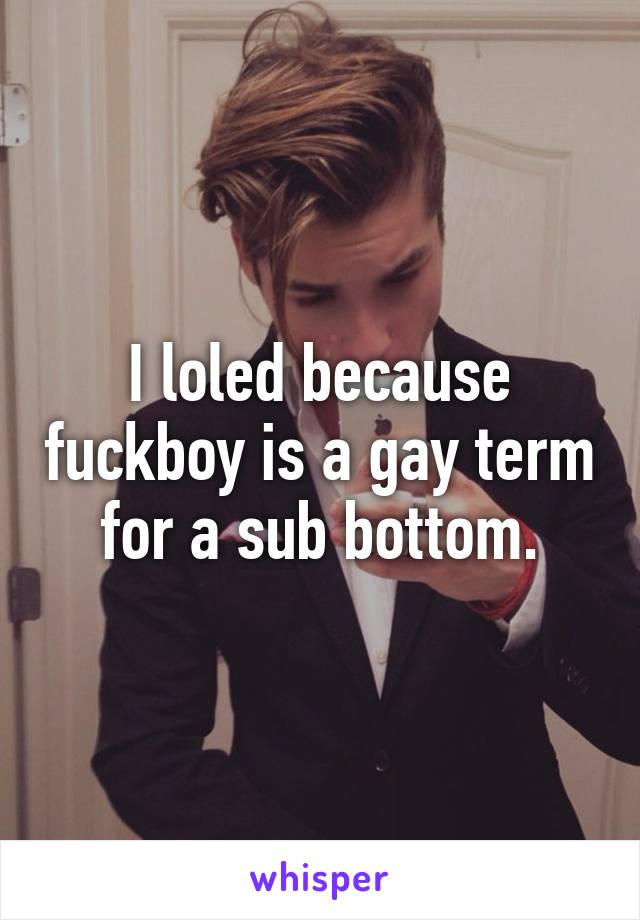 I loled because fuckboy is a gay term for a sub bottom.