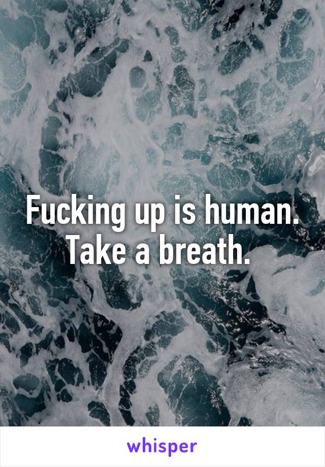 Fucking up is human. Take a breath. 