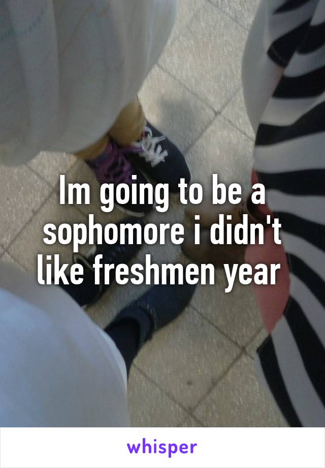 Im going to be a sophomore i didn't like freshmen year 