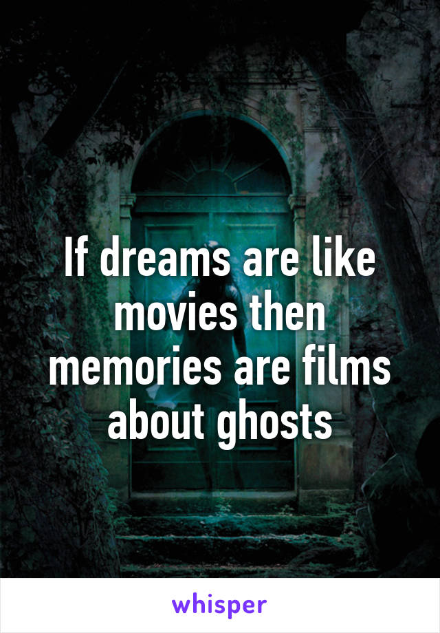 
If dreams are like movies then memories are films about ghosts