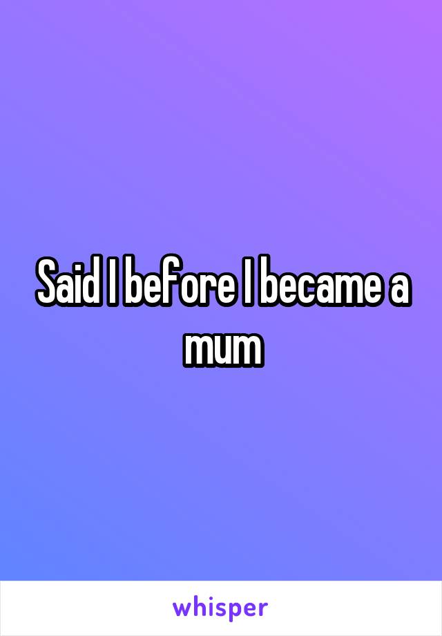 Said I before I became a mum