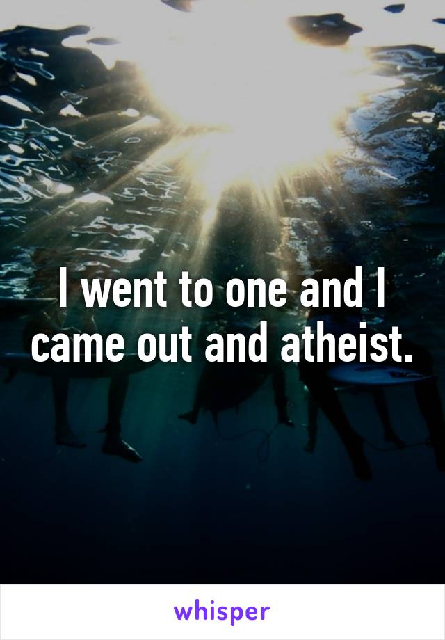 I went to one and I came out and atheist.