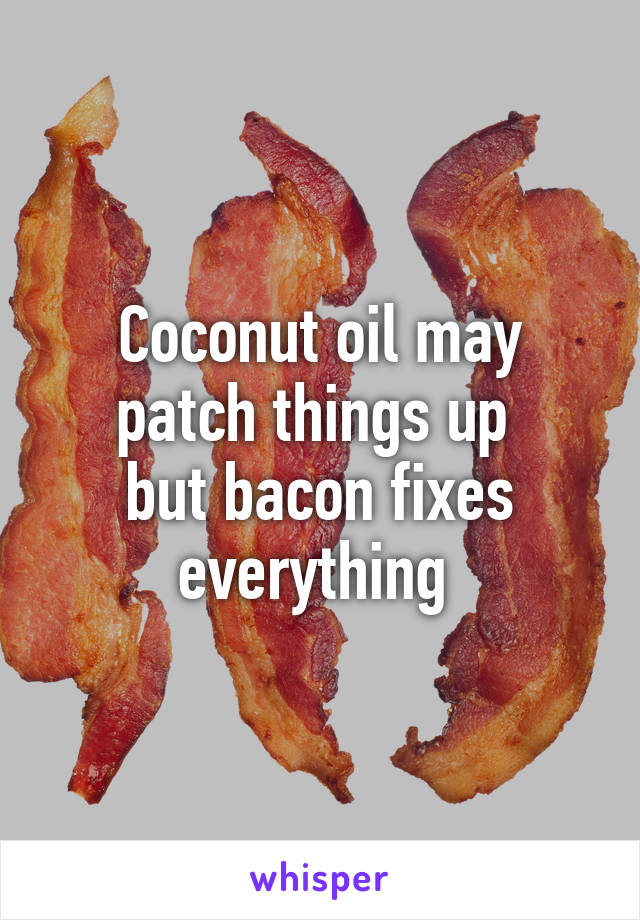 Coconut oil may patch things up 
but bacon fixes everything 